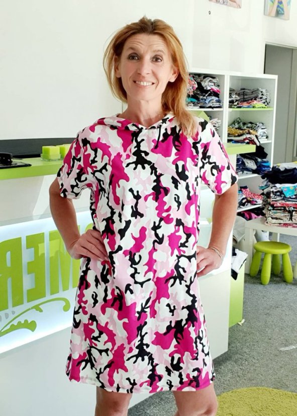 Dámské šaty OVERSIZE BAMBUS, růžový maskáč