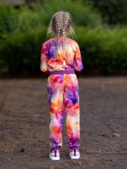 Dětské tepláky THIN, červánková zahrada