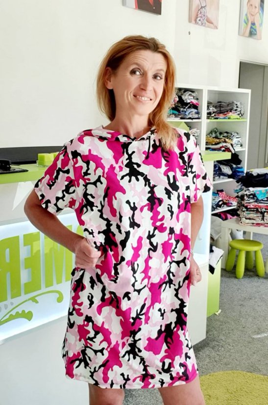 Dámské šaty OVERSIZE BAMBUS, růžový maskáč