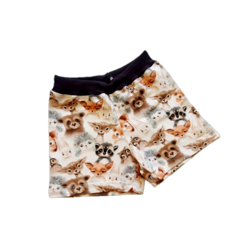 Dětské krátké kraťasy, lesní zvířátka