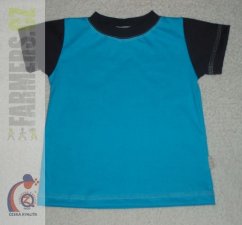 Dětské tričko krátký rukáv tyrkys/hnědé (Velikost 92-98)