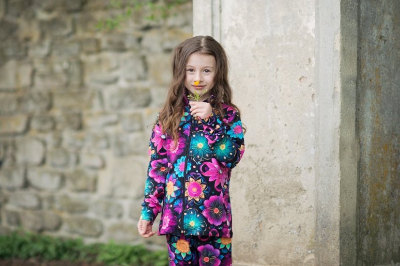 Detská tepláková súprava na zips, rozkvitnutá noc