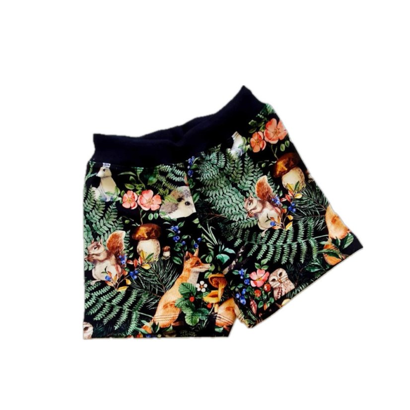 Detské krátke šortky DIGI BLACK ANIMALS