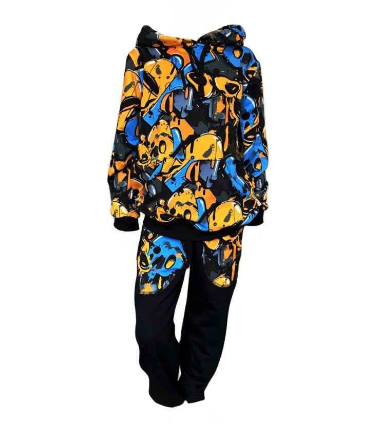 Dětská mikina s kapucí, oranžové graffiti