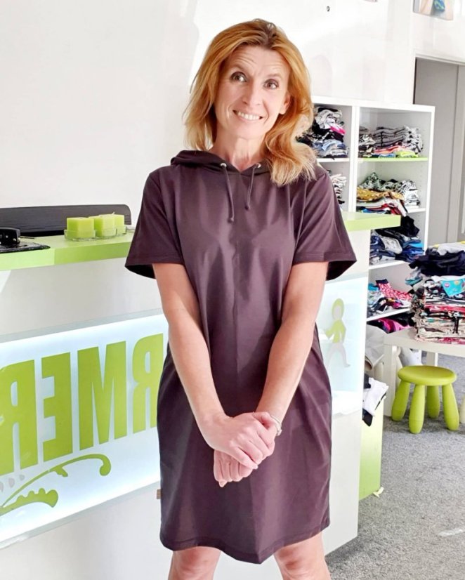 Dámske šaty OVERSIZE HOODY BROWN