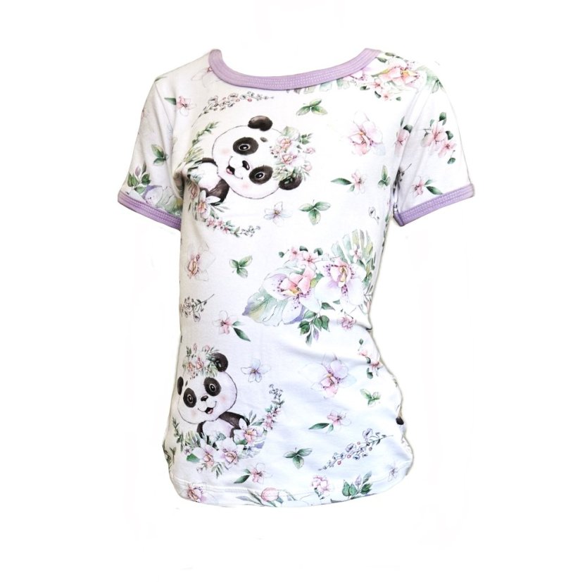 Dámské tričko, panda mezi kvítky krátký rukáv