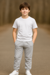 Dětské tepláky do manžety, šedé nebe