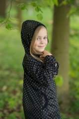 Dětská softshellová bunda s fleecem elastická, černý puntík