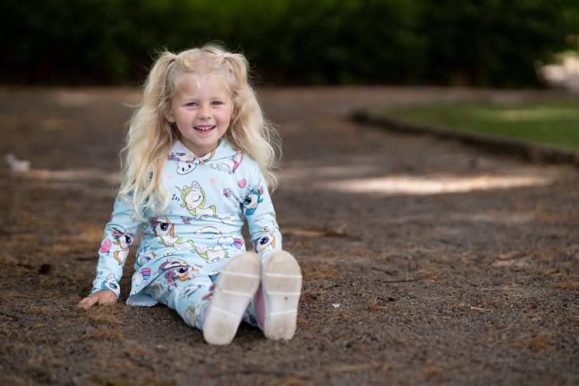 Detská predĺžená mikina, modrí jednorožci