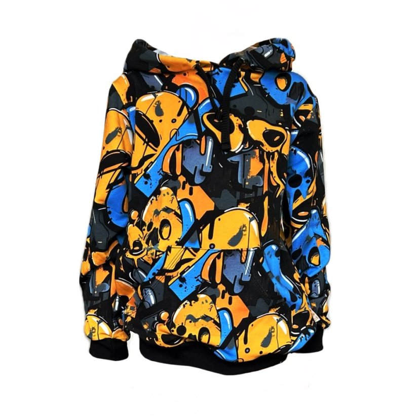 Dětská mikina s kapucí, oranžové graffiti