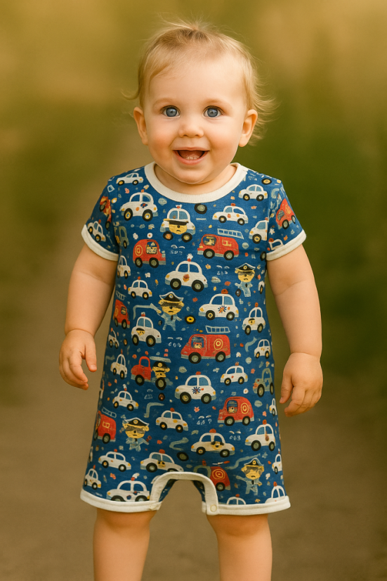 Dětský letní overal BAMBUS, veselé houkačky