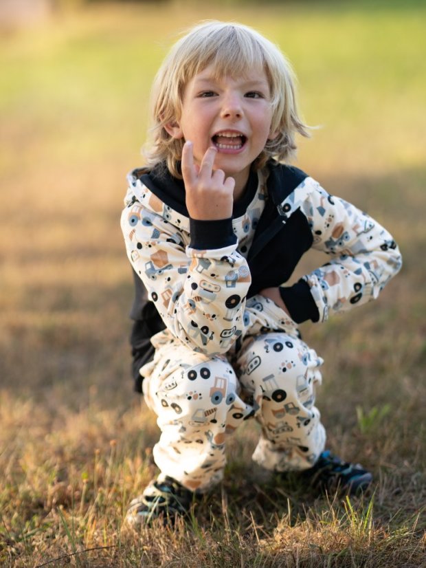 Dětská mikina na zip, malý stavitel černá