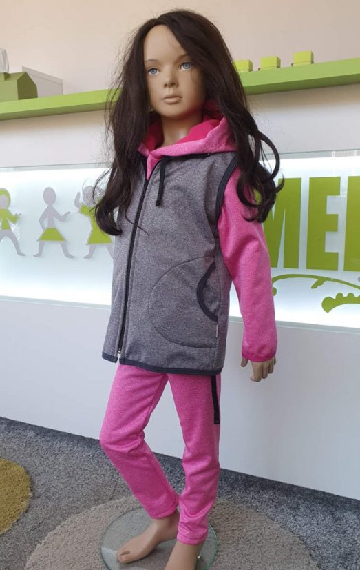 Detská softshellová vesta s fleecem, tmavo šedý melír