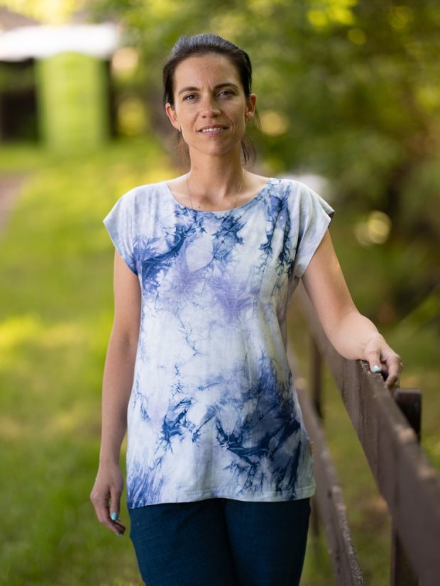 Dámský top BAMBUS, tmavě modrá batika