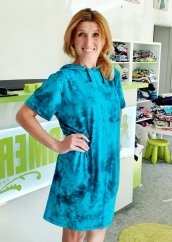 Dámské šaty OVERSIZE BAMBUS, tyrkysová batika