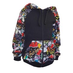 Pánská mikina na zip, svět graffiti černá