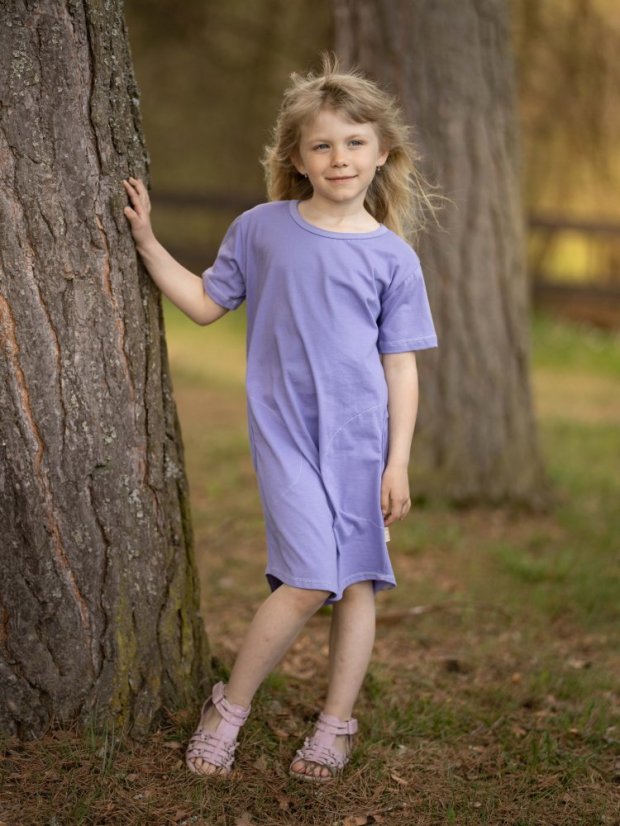 Dívčí bavlněné šaty, světle fialová