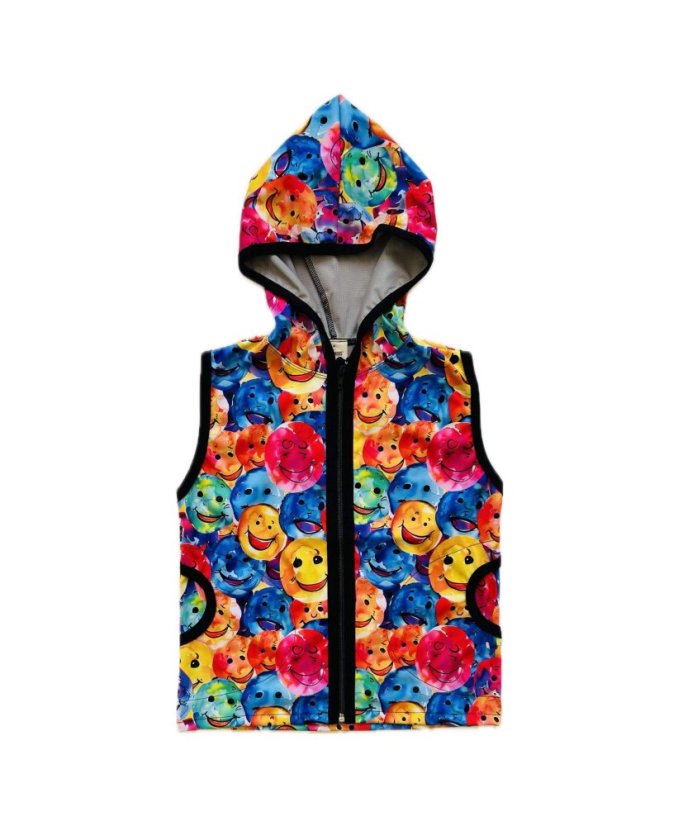 Dětská softshellová vesta bez fleecu, smajlíková párty