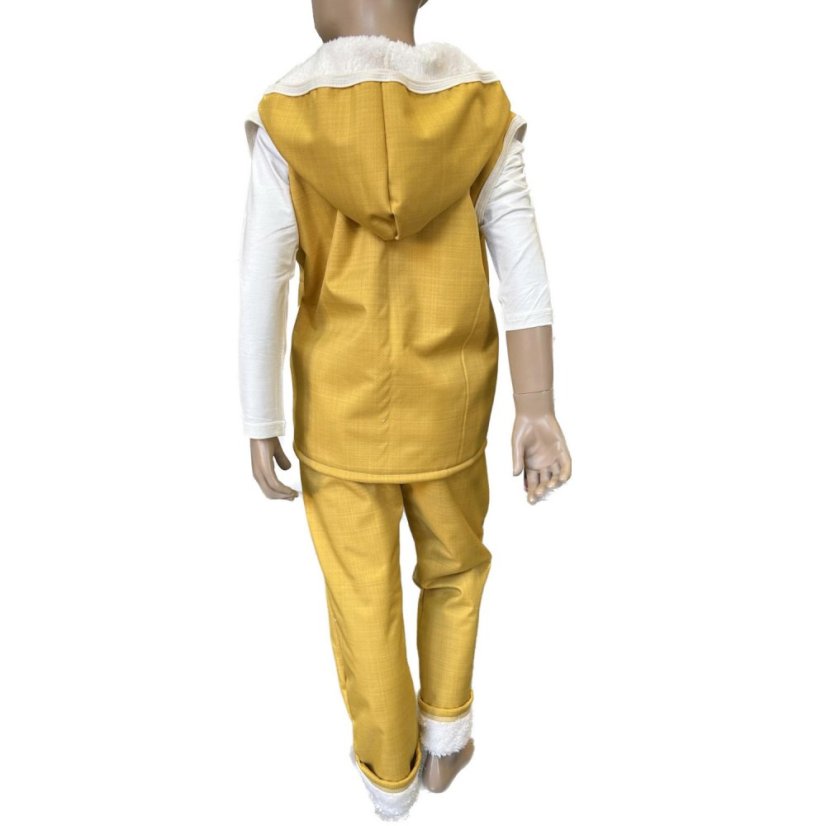 Dětská softshellová vesta s beránkem, medová