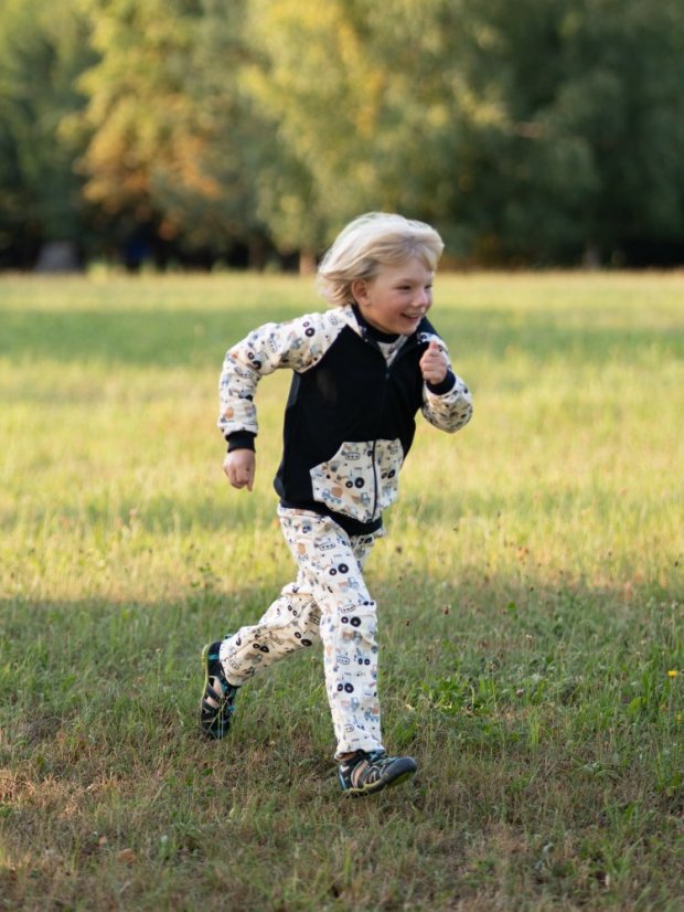 Dětská mikina na zip, malý stavitel černá