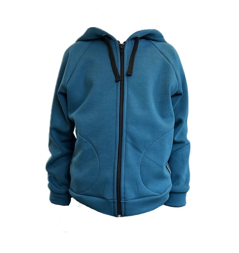 Dětská mikina teplá, modrý petrolej