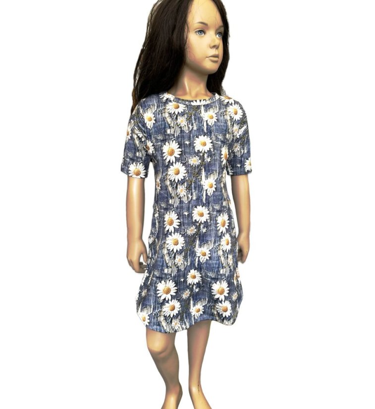 Dámské šaty UNI, riflové kopretiny