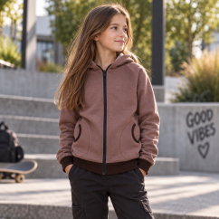Dětská mikina na zip Fleece, hnědé kakao