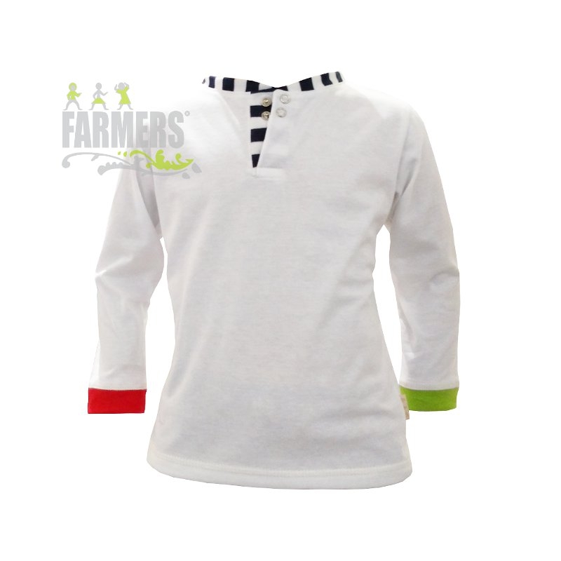 Dětské tričko se stojáčkem NAVY - bílé dlouhý rukáv (Velikost 98)