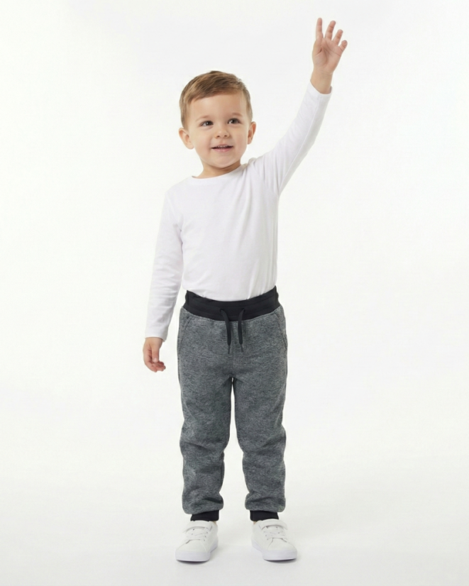 Dětské softshellové kalhoty THIN s fleecem elastické, šedý melír