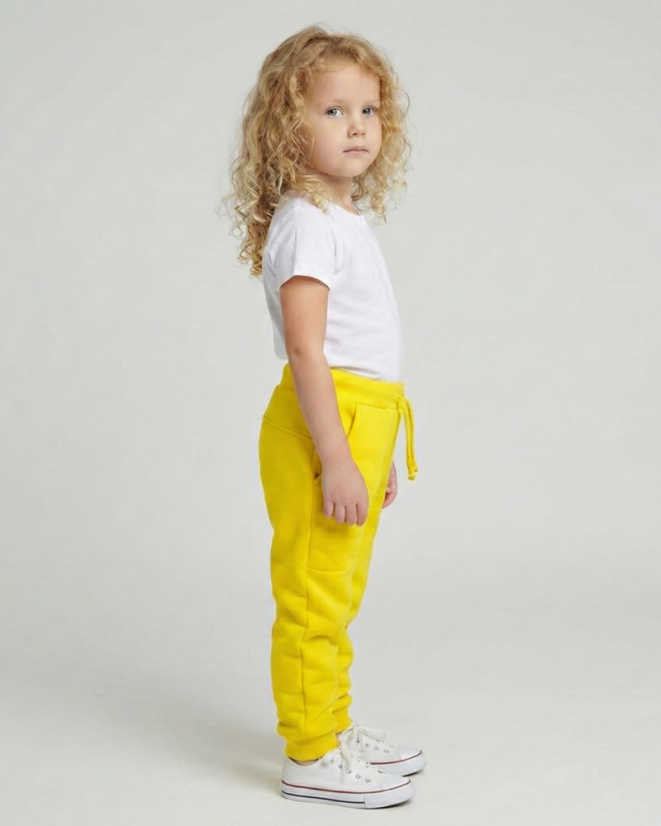 Dětské tepláky Fluffy teplé, žlutá slunečnice