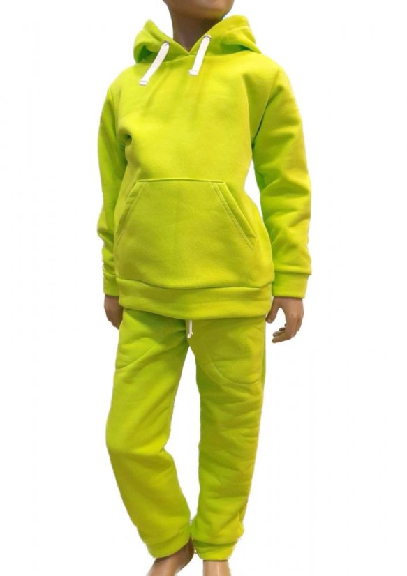 Detská mikina s kapucňou Fluffy teplá, zelená limetka