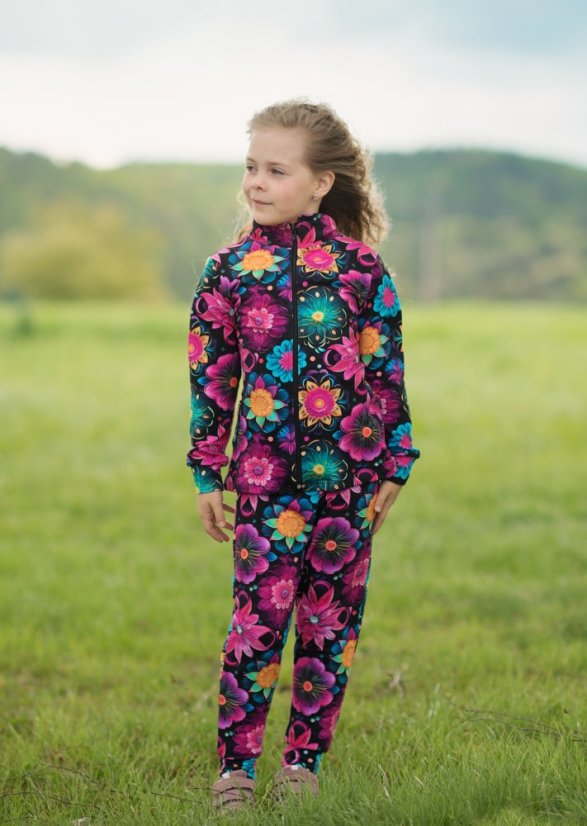 Detská tepláková súprava na zips, rozkvitnutá noc