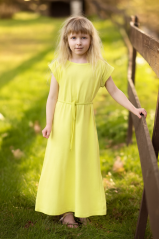 Dievčenské bavlnené dlhé šaty zo šnúrkou