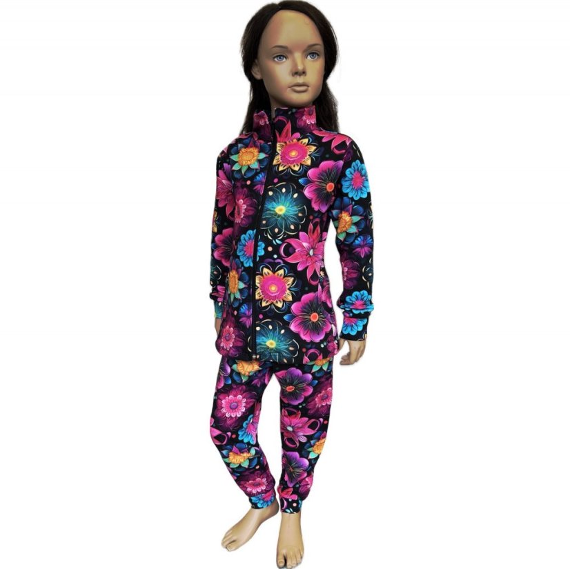 Detská tepláková súprava na zips, rozkvitnutá noc