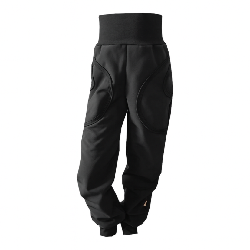 Dětské softshellové kalhoty KLASIK s fleecem elastické, černá klasika