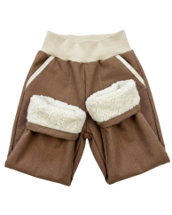Dětské softshellové kalhoty s beránkem, hnědé kakao