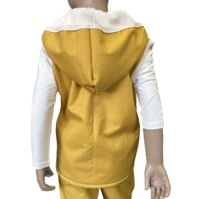 Dětská softshellová vesta s beránkem, medová