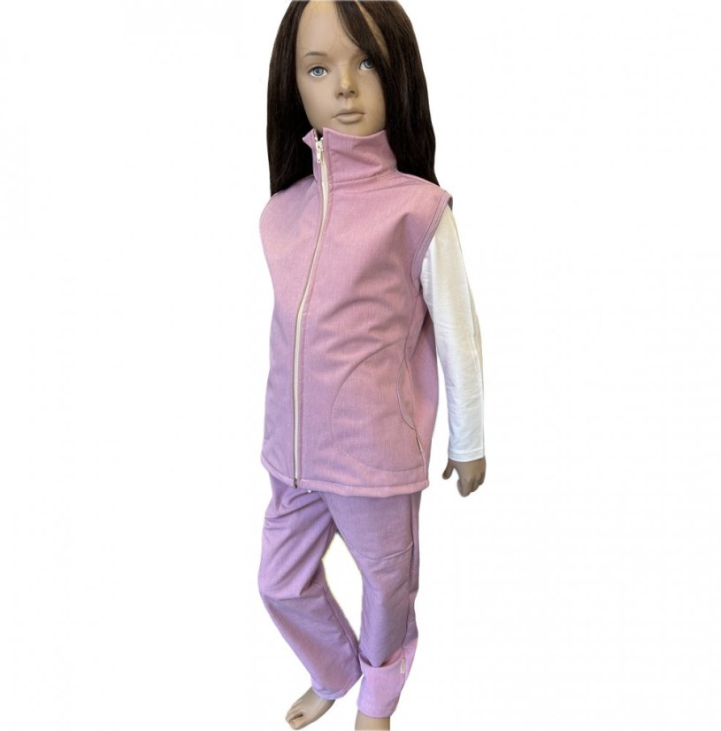 Dětská softshellová vesta s fleecem, růžový jeans