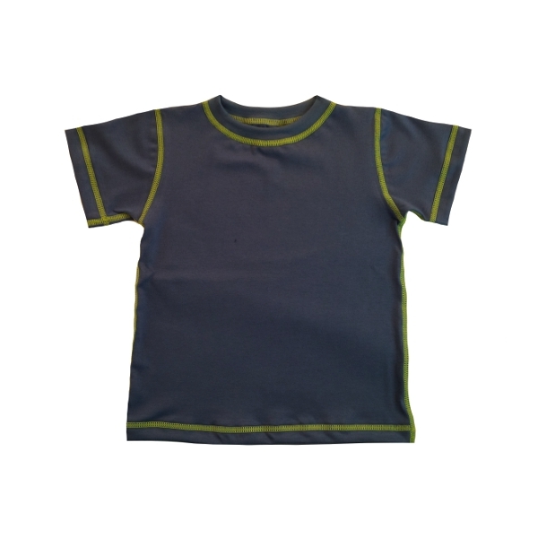 Pánské tričko krátký rukáv FLAT šedé-zelené švy (Velikost XL pánské)