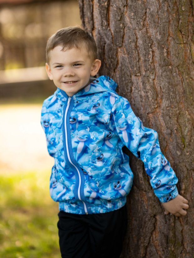 Dětská softshellová bunda NEW bez fleecu, delfínci
