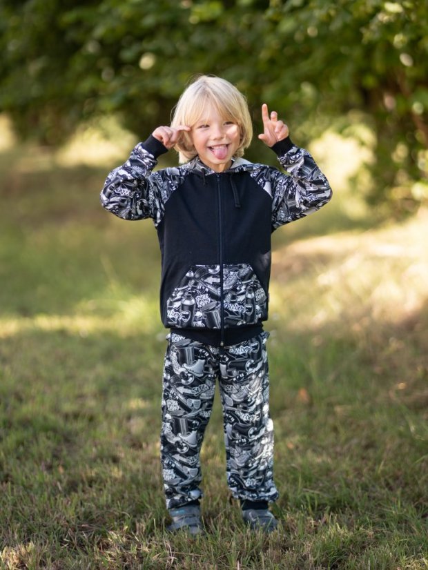 Detská tepláková súprava na zips, spreje a graffiti