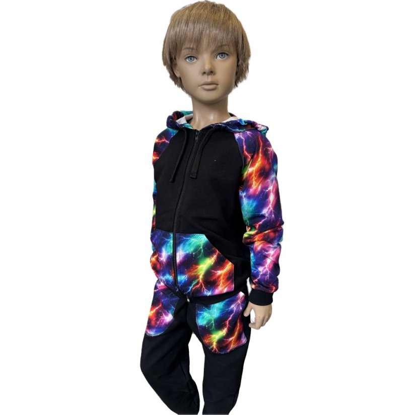 Detská tepláková súprava na zips, neonové blesky