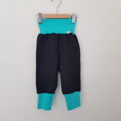 Rostoucí kalhoty GROW JEANS BLACK tyrkys