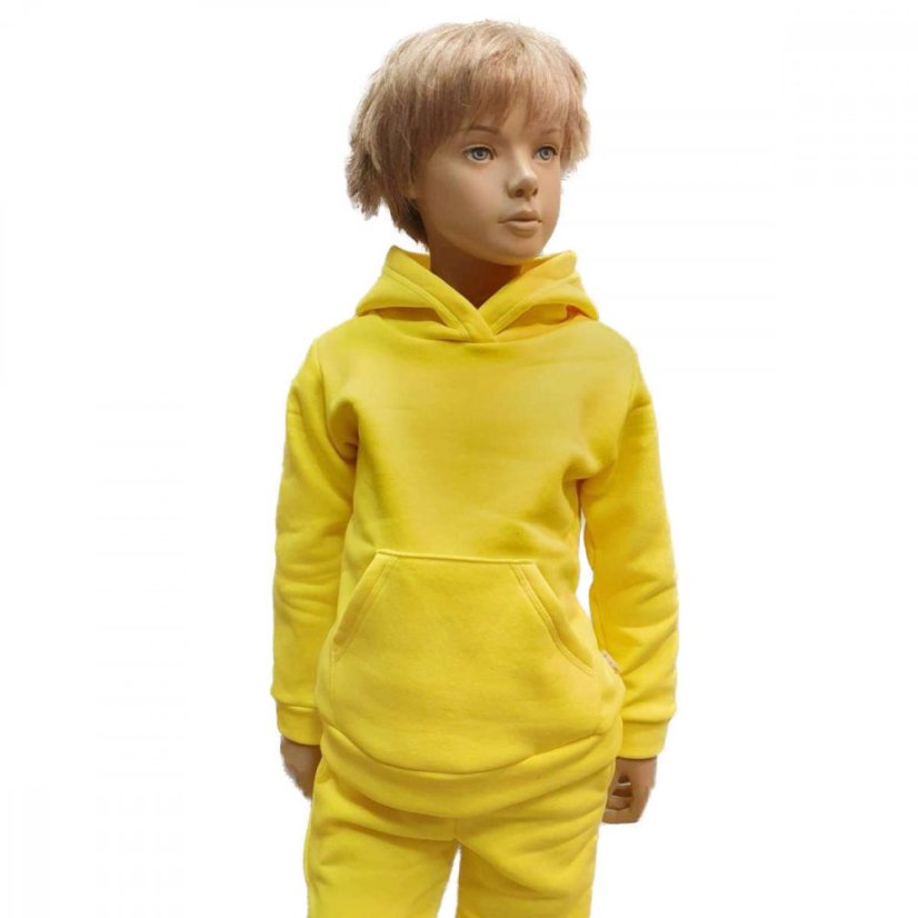 Detská mikina s kapucňou Fluffy teplá, žltá slnečnica