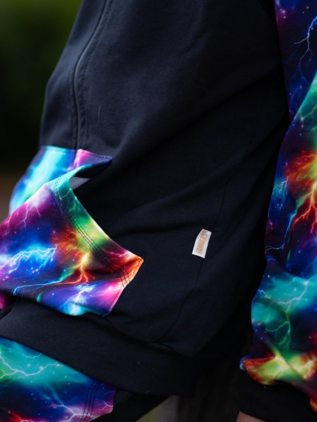 Detská mikina na zips, neonové blesky