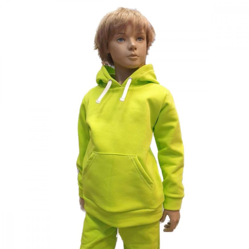 Detská mikina s kapucňou Fluffy teplá, zelená limetka
