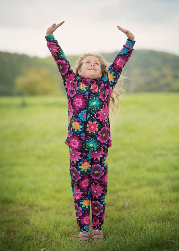 Detská tepláková súprava na zips, rozkvitnutá noc