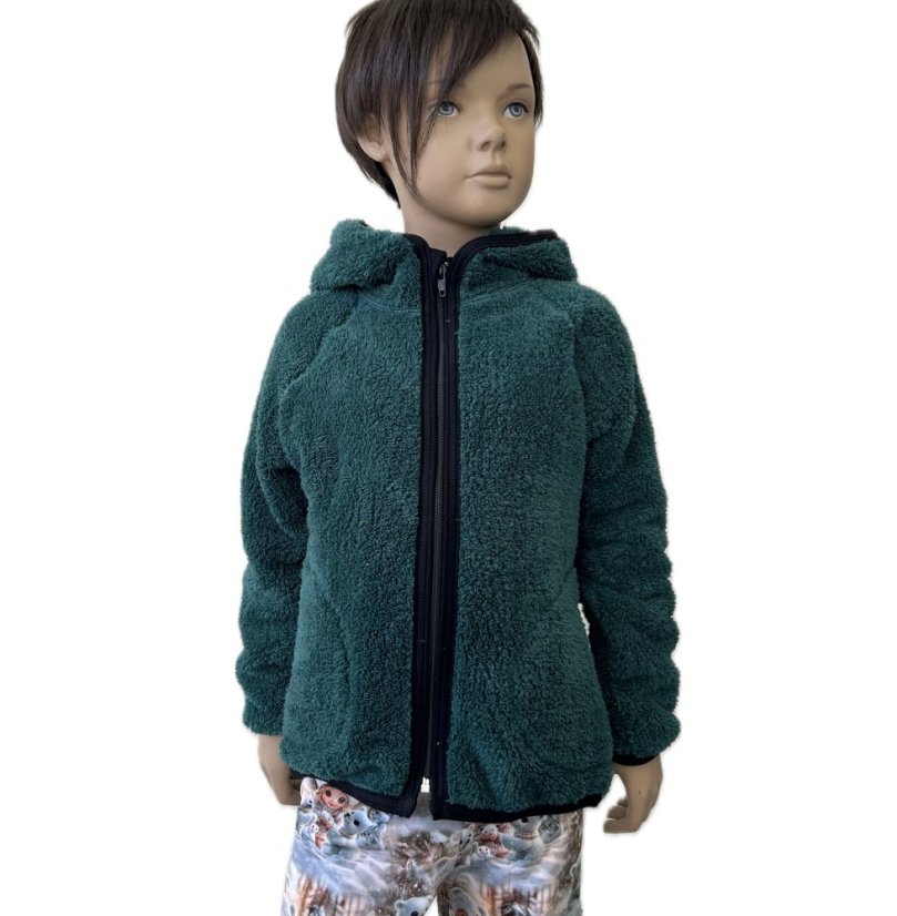 Mikina na zip FURRY DARK GREEN