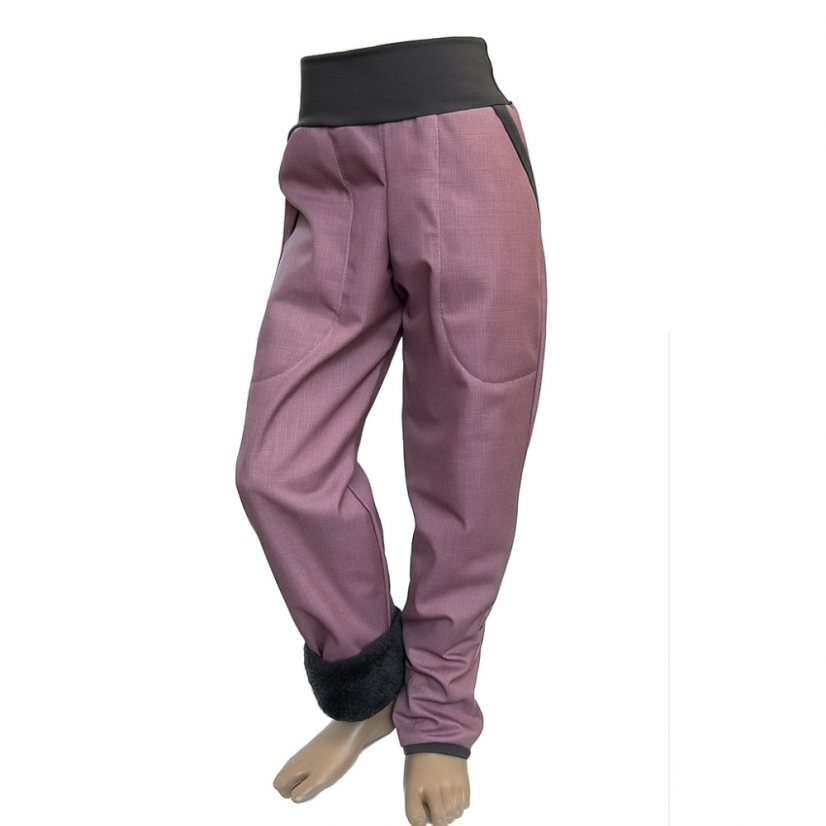 Dětské softshellové kalhoty s beránkem, pudrově růžová