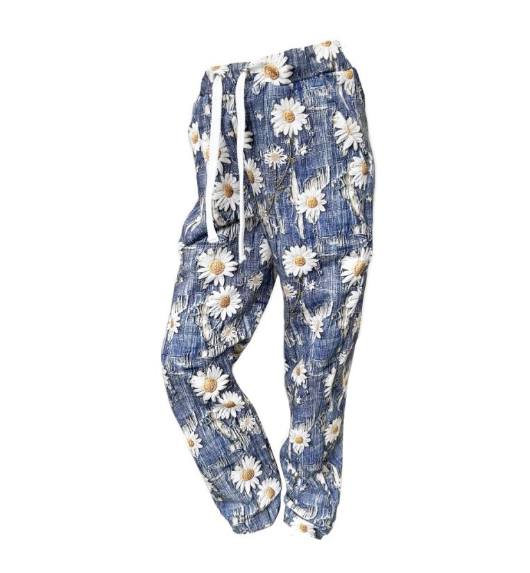 Dámské tepláky, riflové kopretiny